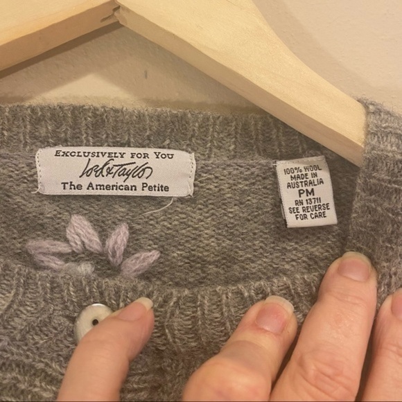 Lord & Taylor Grey Wool Cardigan - Picture 4 of 4